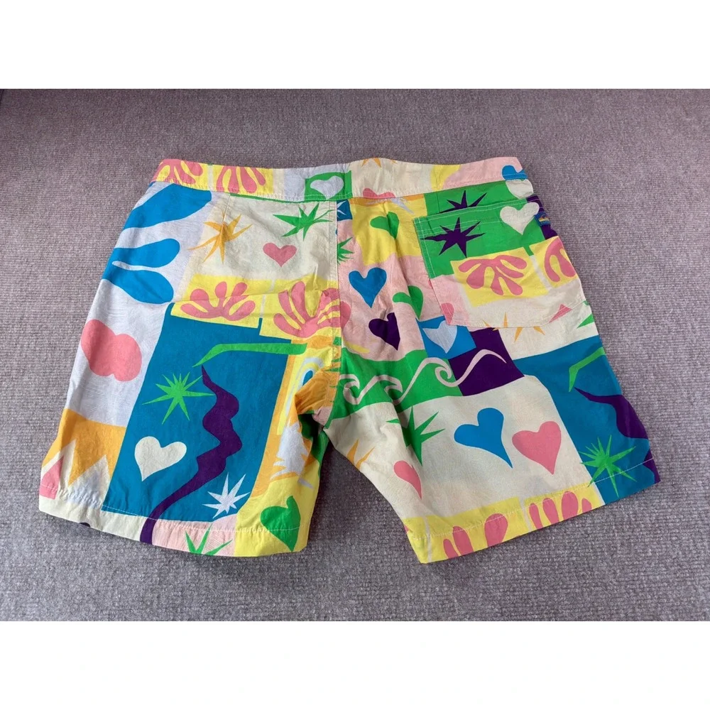 Faherty Quiksilver Mens 34 Board Shorts Multi Color Abstract Heart Print Swim